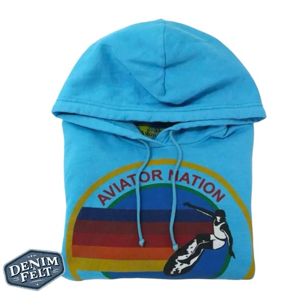 Aviator Nation Unisex Neon Blue Venice, CA Graphic Logo Hoodie/Pullover | EUC🩵 - Picture 5 of 13